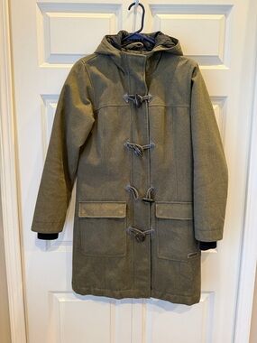 Merrell Olive Green Hooded Toggle Trench Coat